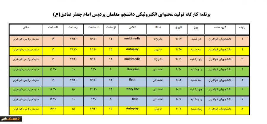 برگزاری کارگاه آموزشی تولید محتوا ی الکترونیکی